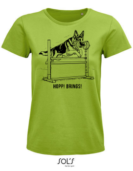 Damen T-Shirt mit Apportierendem Schäferhund